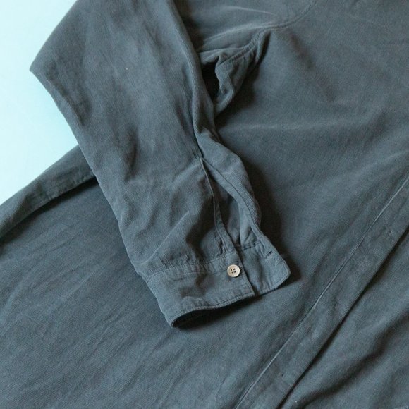Hartford Dark Gray Concealed Button 100% Cotton Front Collar Shirt Dress Size 4 - Picture 3 of 8